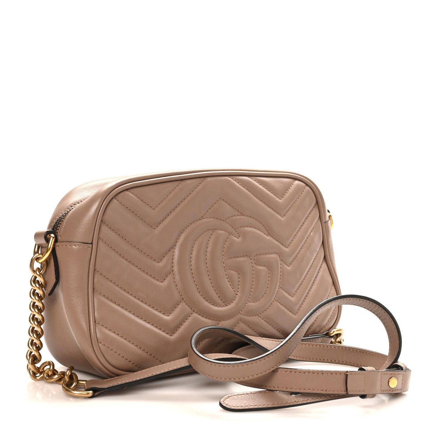 Calfskin Matelasse Small GG Marmont Chain Shoulder Bag Porcelain Rose