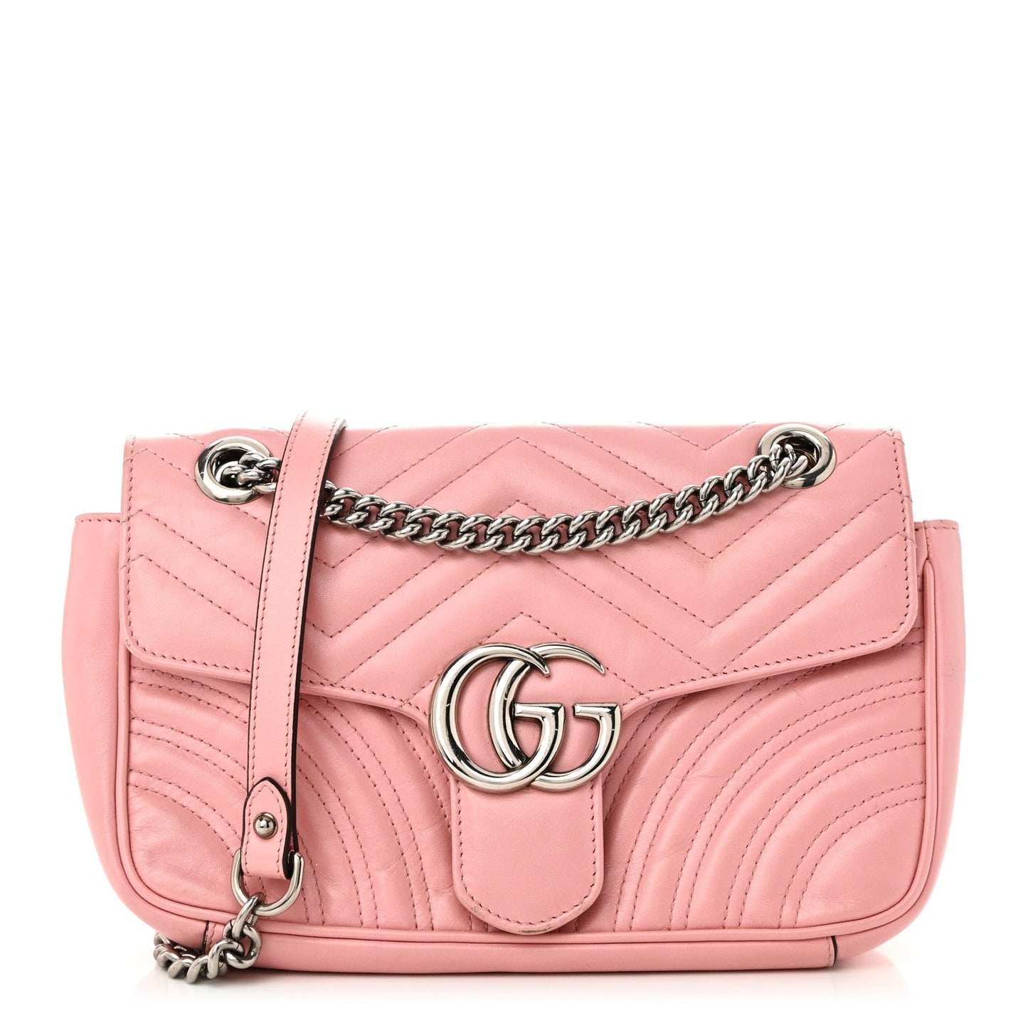 Calfskin Matelasse Small GG Marmont Shoulder Bag Wild Rose