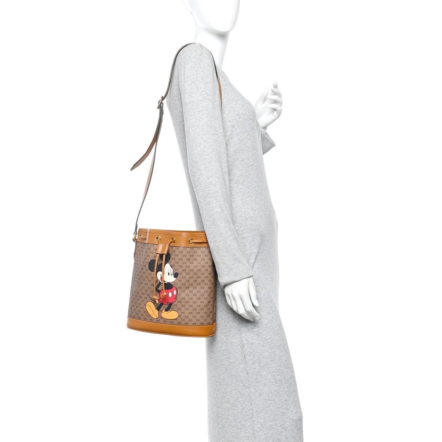 X DISNEY Mini Vintage GG Supreme Monogram Bucket Bag Beige Vintage Sun Oil