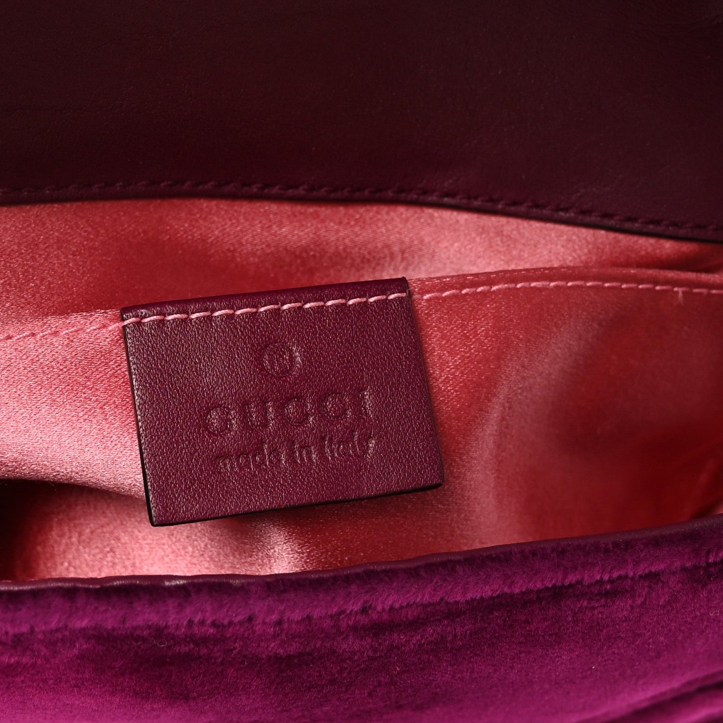 Velvet Matelasse Mini GG Marmont Shoulder Bag Fuchsia Violet Cyclamen
