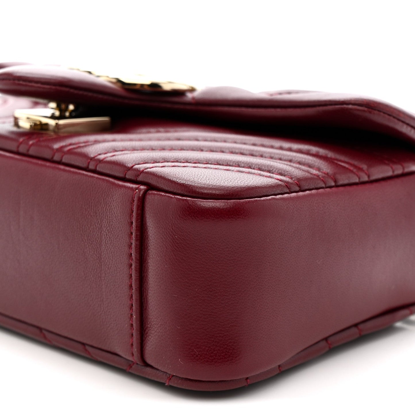 Lambskin Matelasse Small GG Marmont Shoulder Bag Rosso Ancora