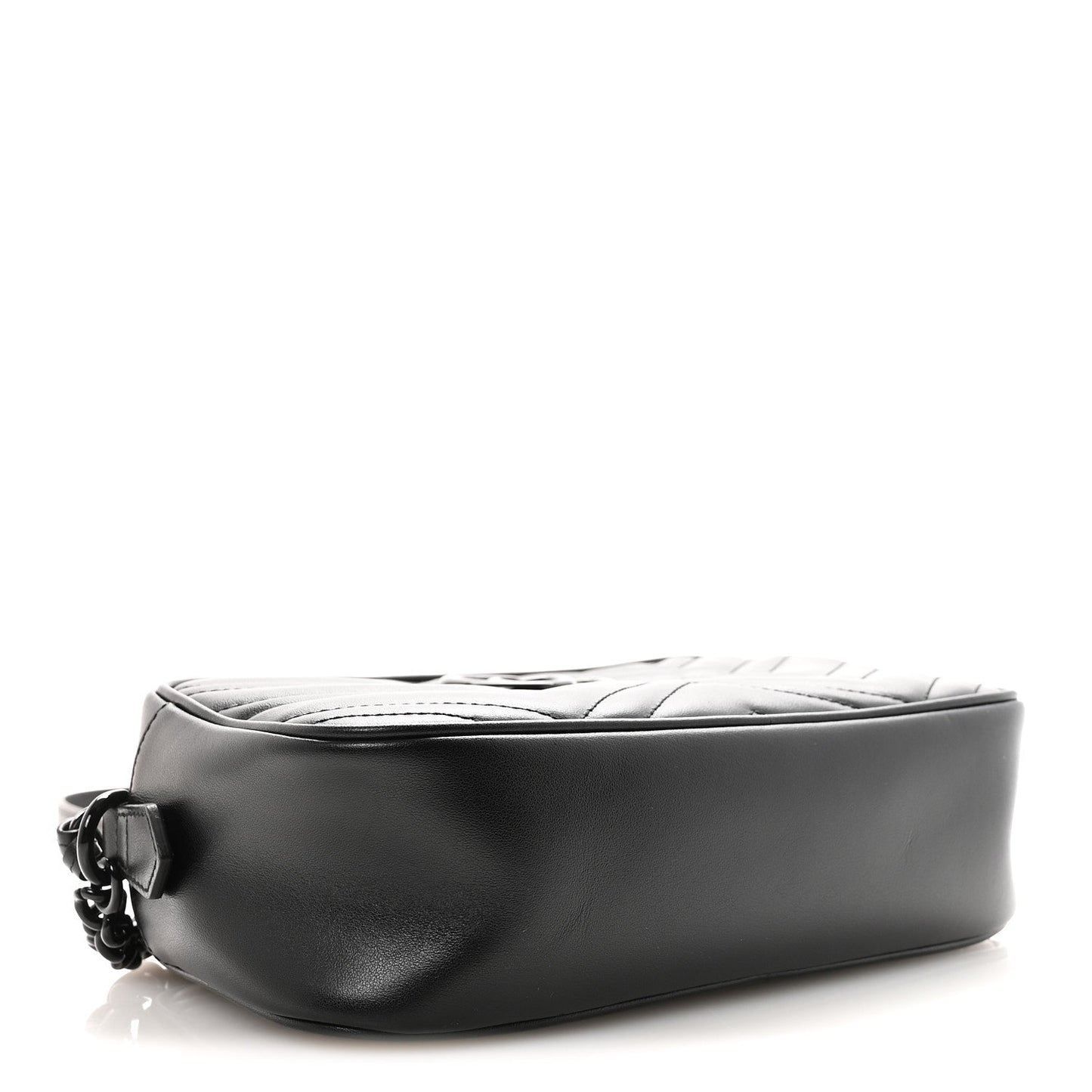 Calfskin Matelasse Monochrome Small GG Marmont Chain Shoulder Bag Black