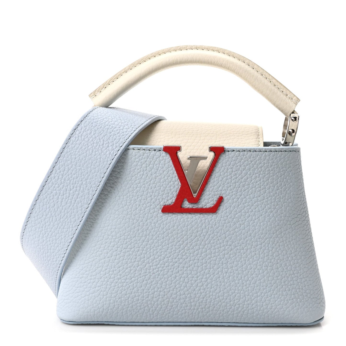 Taurillon Capucines Mini Light Blue White Red