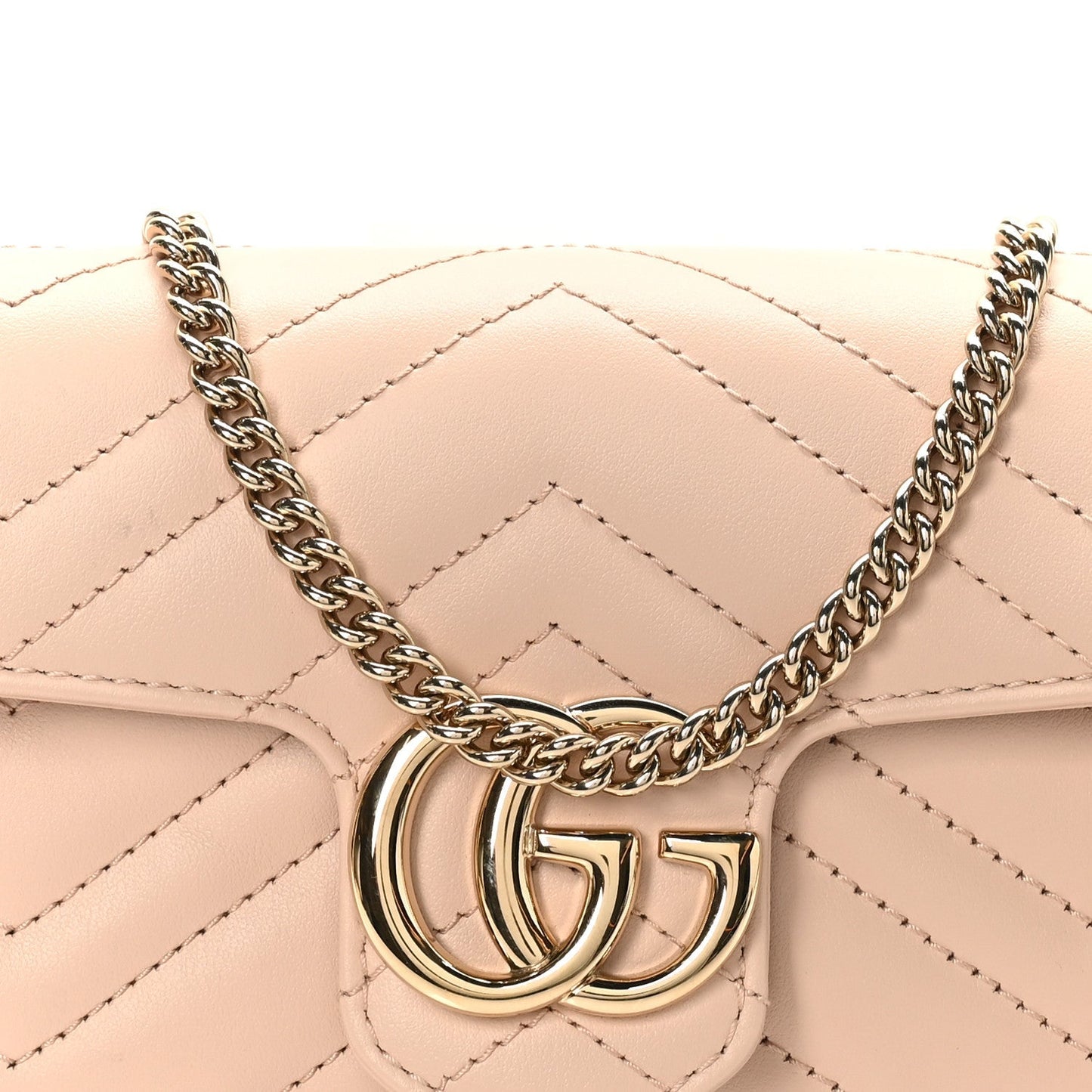Calfskin Matelasse Super Mini GG Marmont Shoulder Bag Porcelain Rose