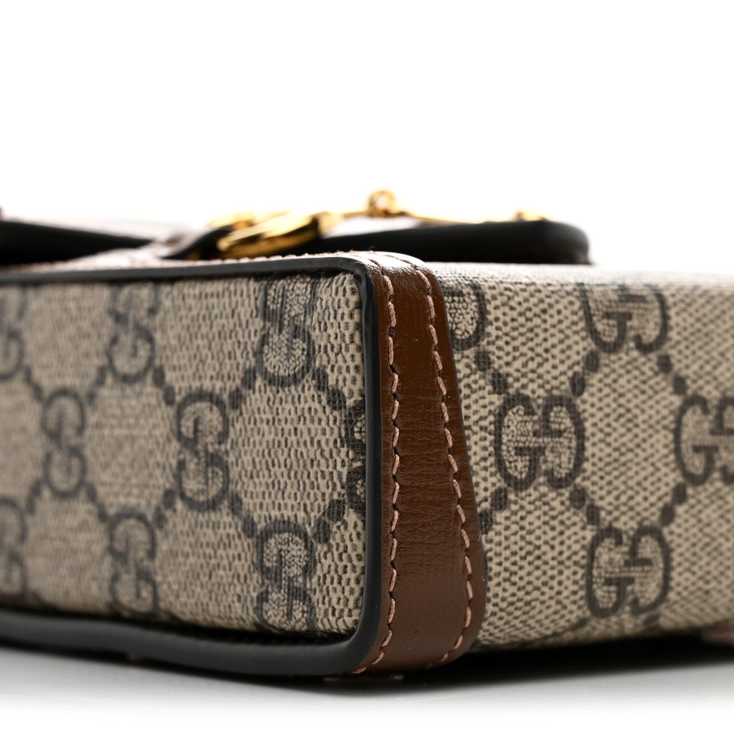 GG Supreme Monogram Mini Horsebit 1955 Crossbody Bag Beige Brown Sugar