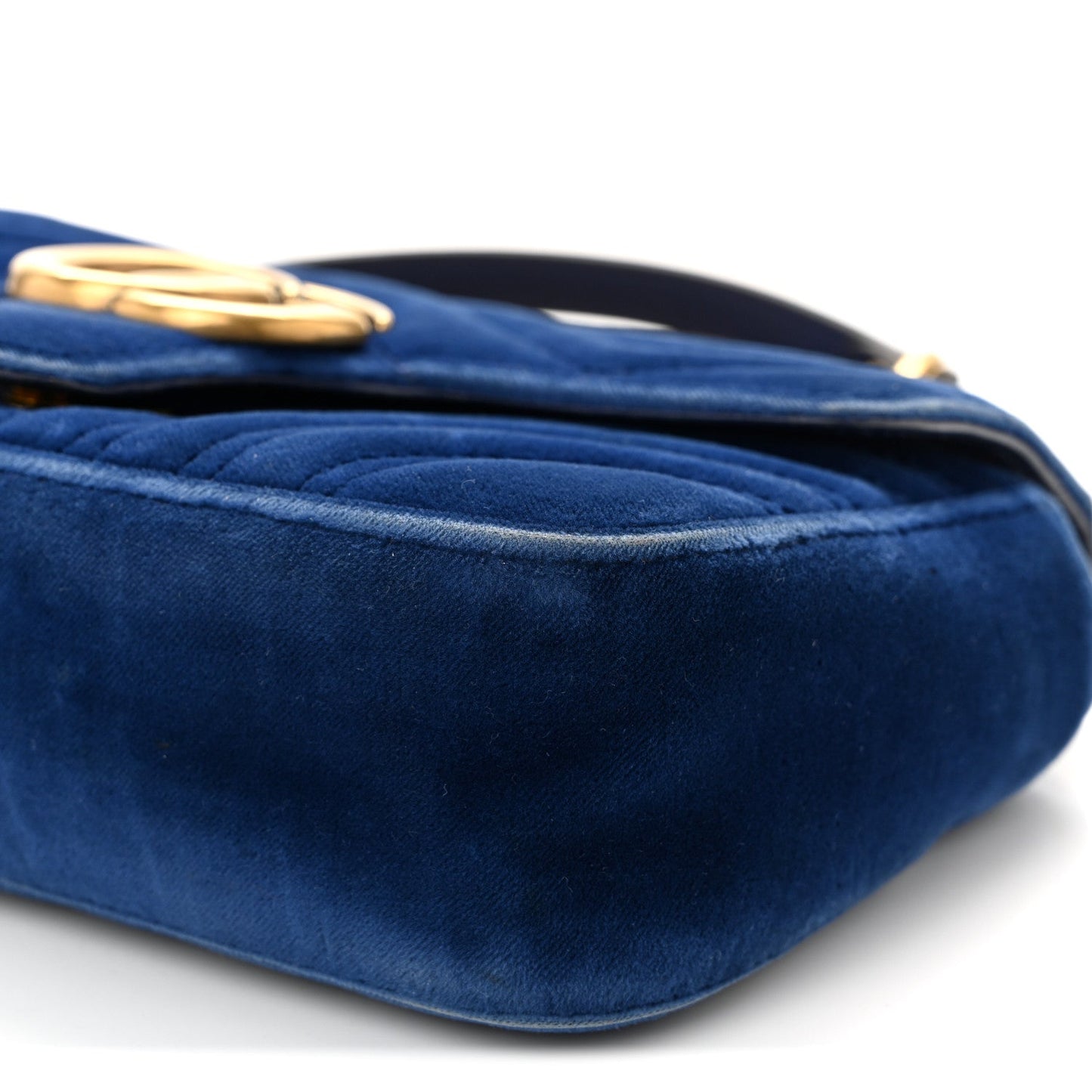 Velvet Matelasse Mini GG Marmont Shoulder Bag Cobalt Blue