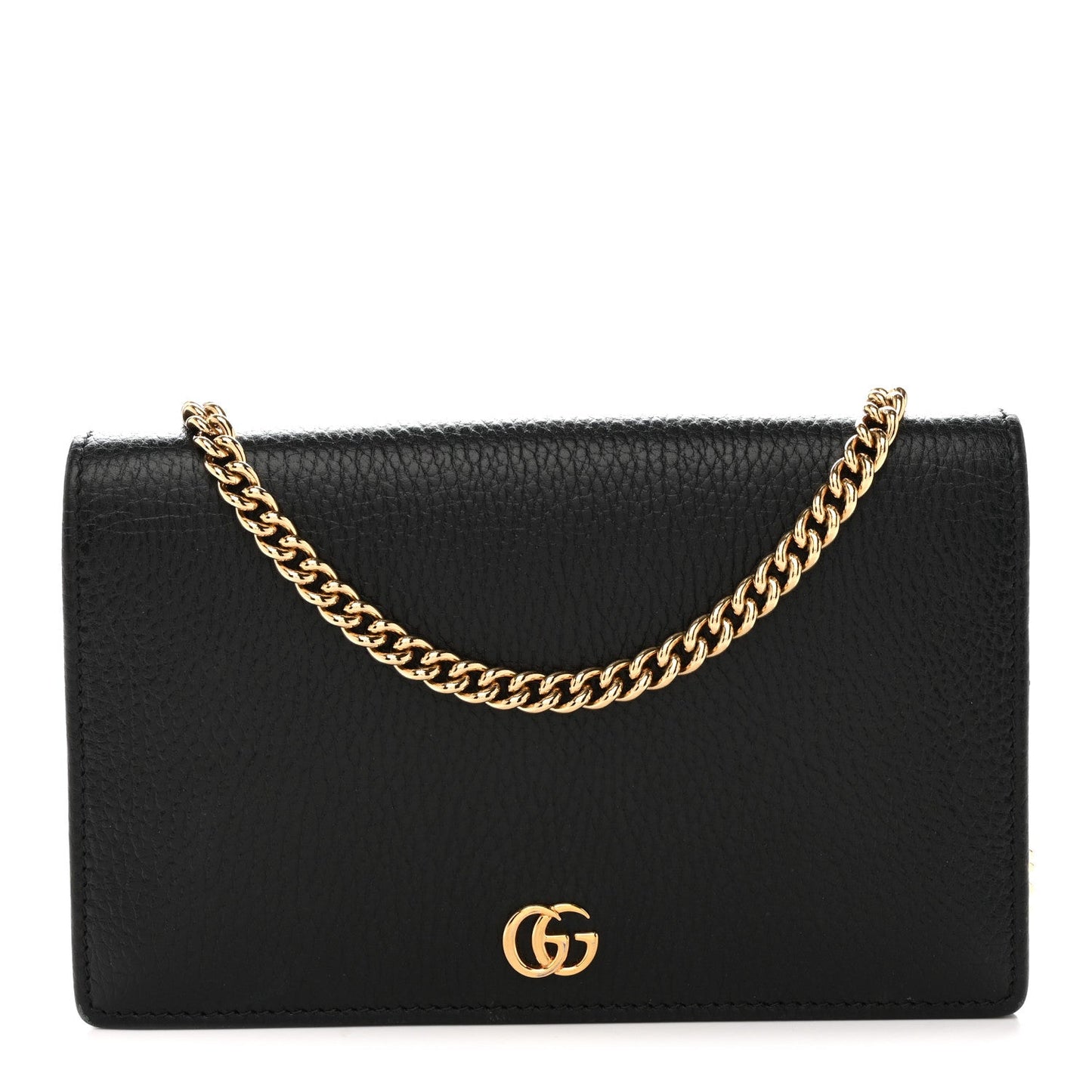 Dollar Calfskin Mini GG Marmont Chain Wallet Black