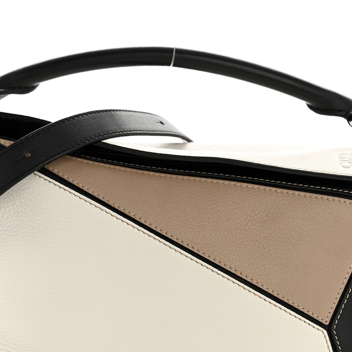 Calfskin Small Puzzle Bag Sand Soft White Black