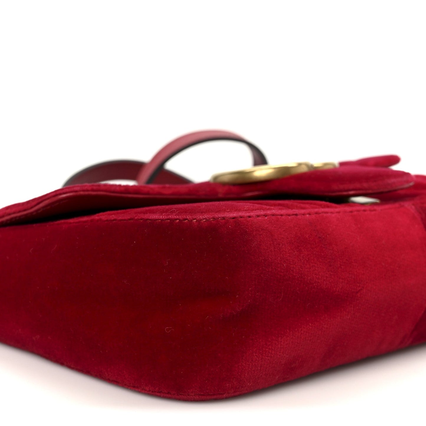 Velvet Matelasse Mini GG Marmont Shoulder Bag Hibiscus Red