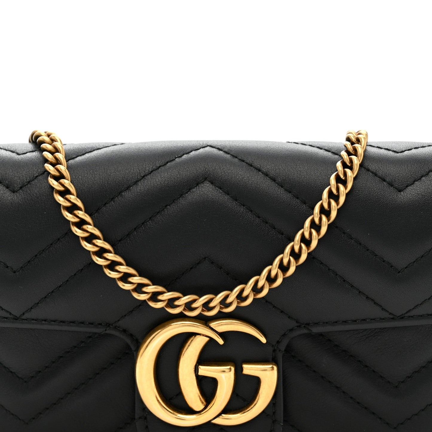Calfskin Matelasse Super Mini GG Marmont Shoulder Bag Black