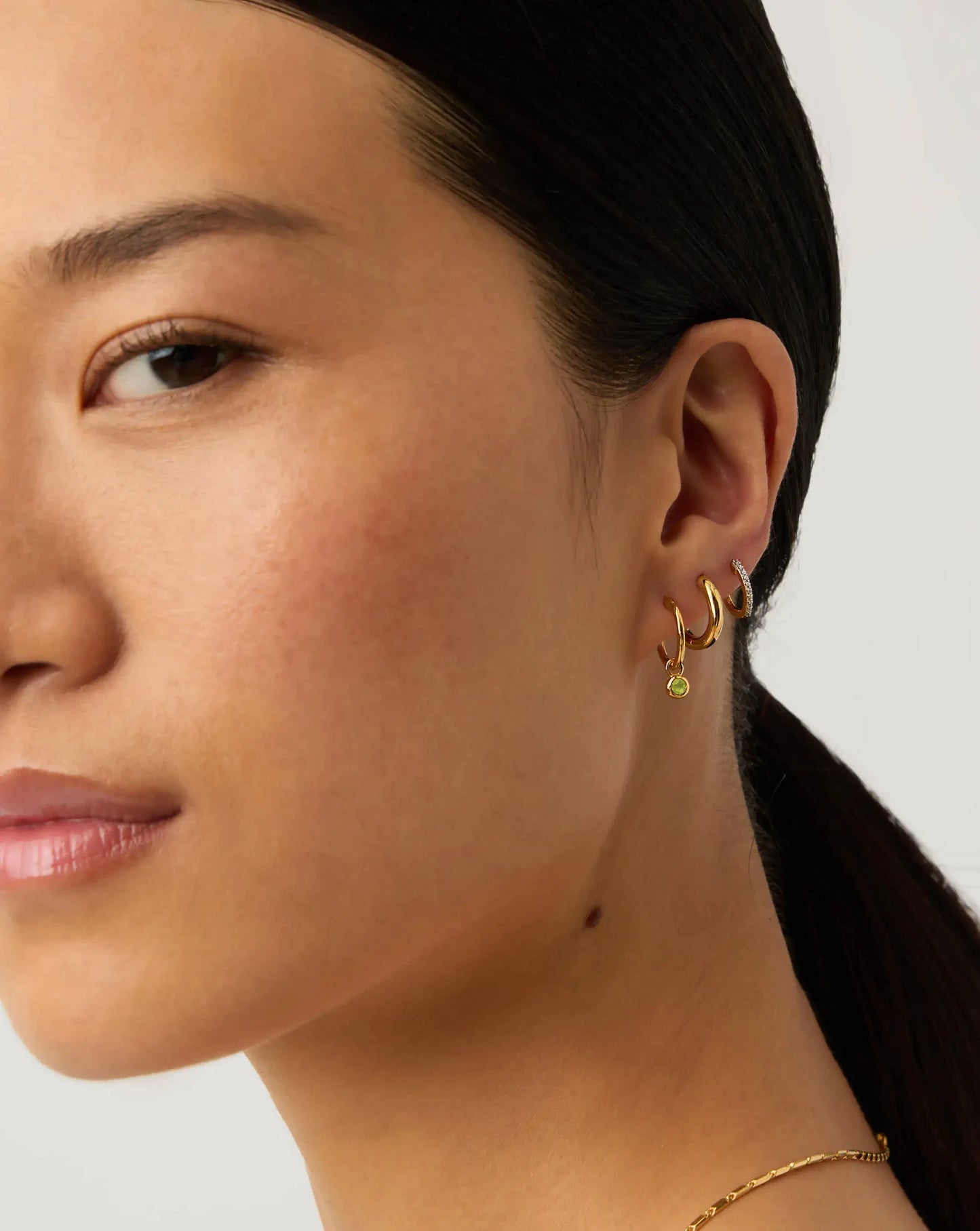 August Birthstone Necklace & Charm Earrings Set | 18k Gold Vermeil/Peridot