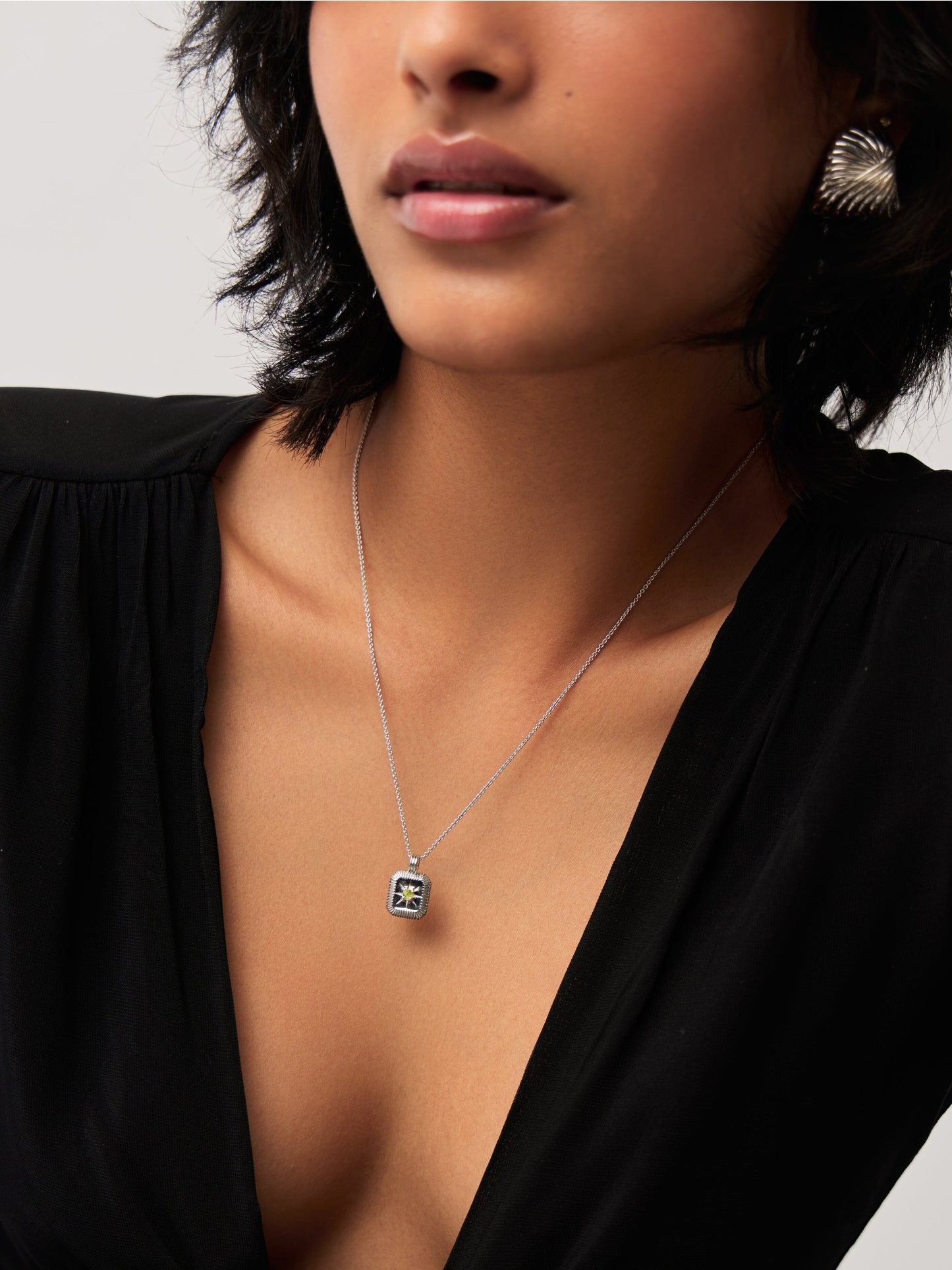 August Birthstone Necklace & Charm Earrings Set | Sterling Silver