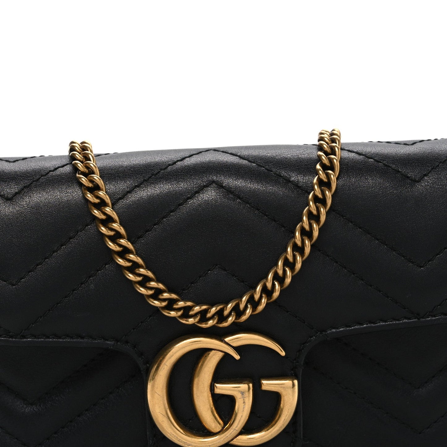 Calfskin Matelasse Super Mini GG Marmont Shoulder Bag Black