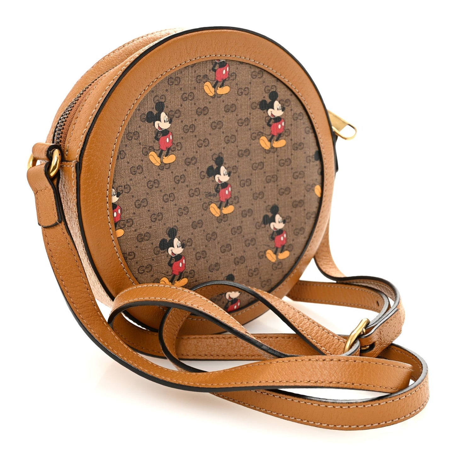 X DISNEY Mini Vintage GG Supreme Monogram Mickey Mouse Round Shoulder Bag Beige Vintage Sun Oil