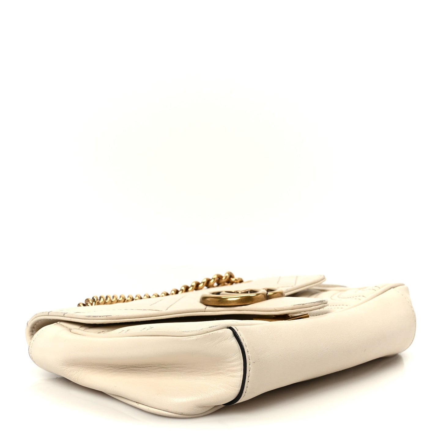 Calfskin Matelasse Mini GG Marmont Shoulder Bag White