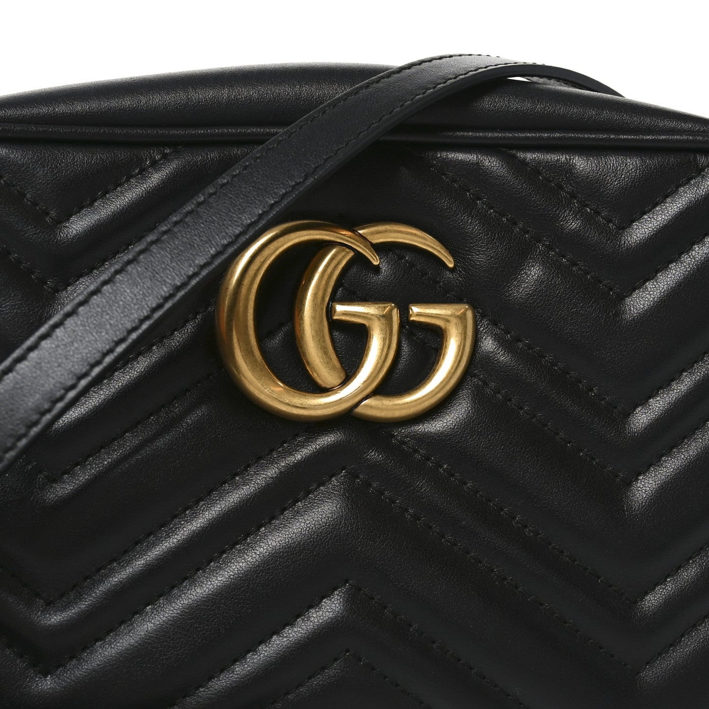 Calfskin Matelasse Small GG Marmont Chain Shoulder Bag Black