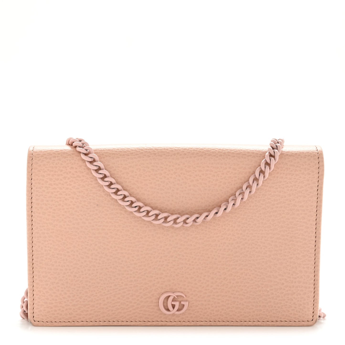 Dollar Calfskin Enamel Monochrome Mini GG Marmont Chain Wallet Perfect Pink