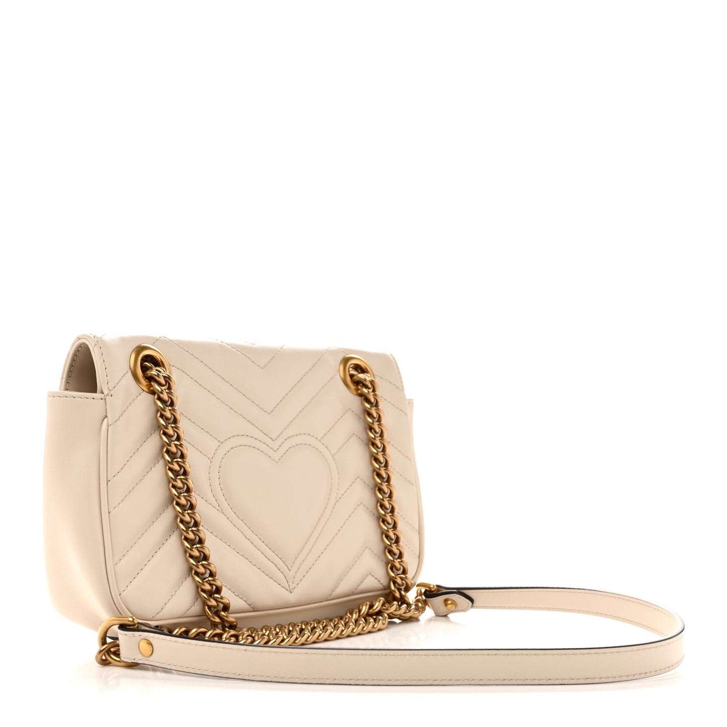 Calfskin Matelasse Mini GG Marmont Shoulder Bag White