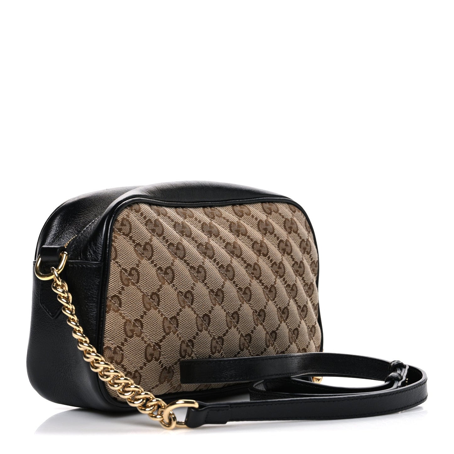 Monogram Matelasse Diagonal Small GG Marmont Chain Shoulder Bag Beige Black