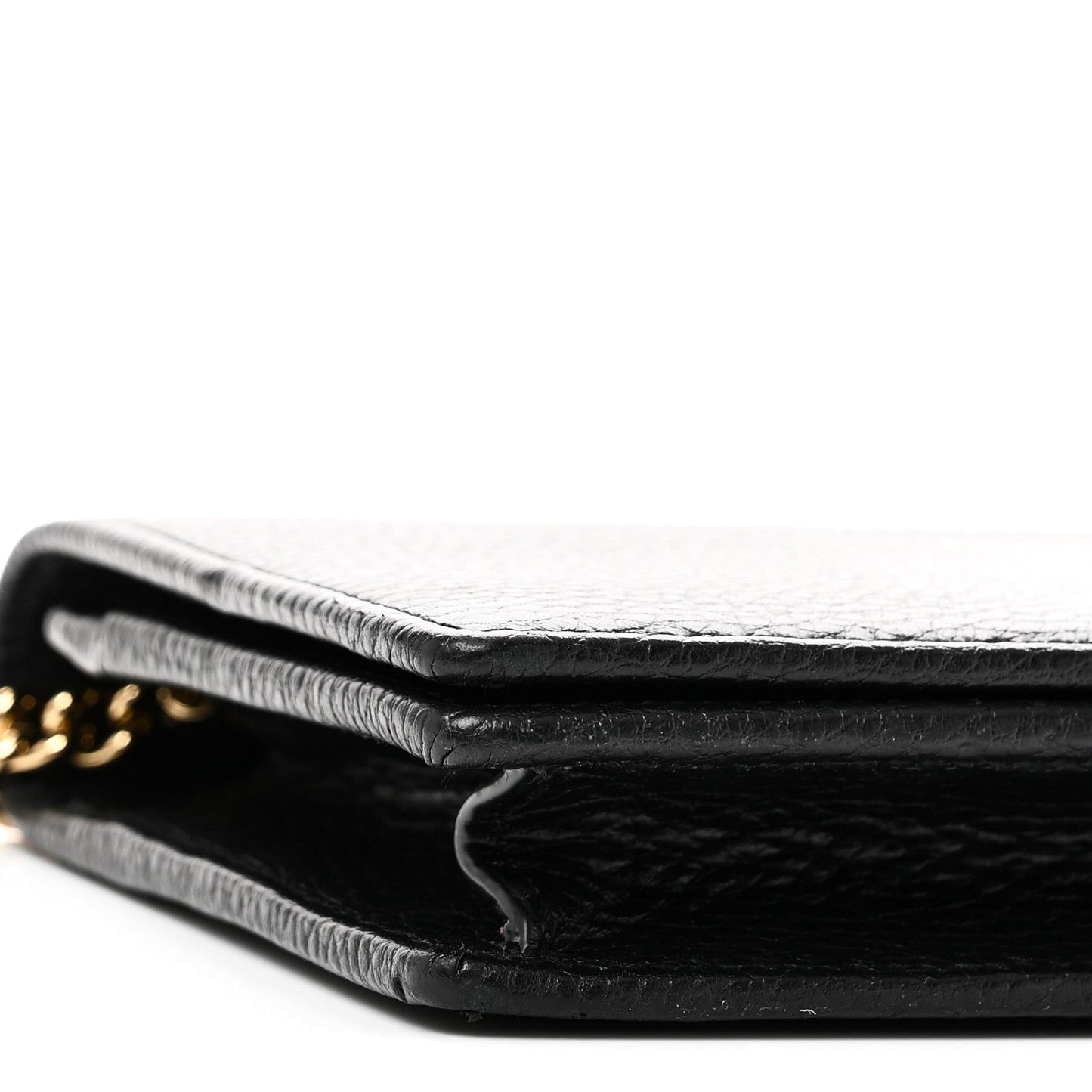 Calfskin Mini GG Marmont Chain Wallet Black