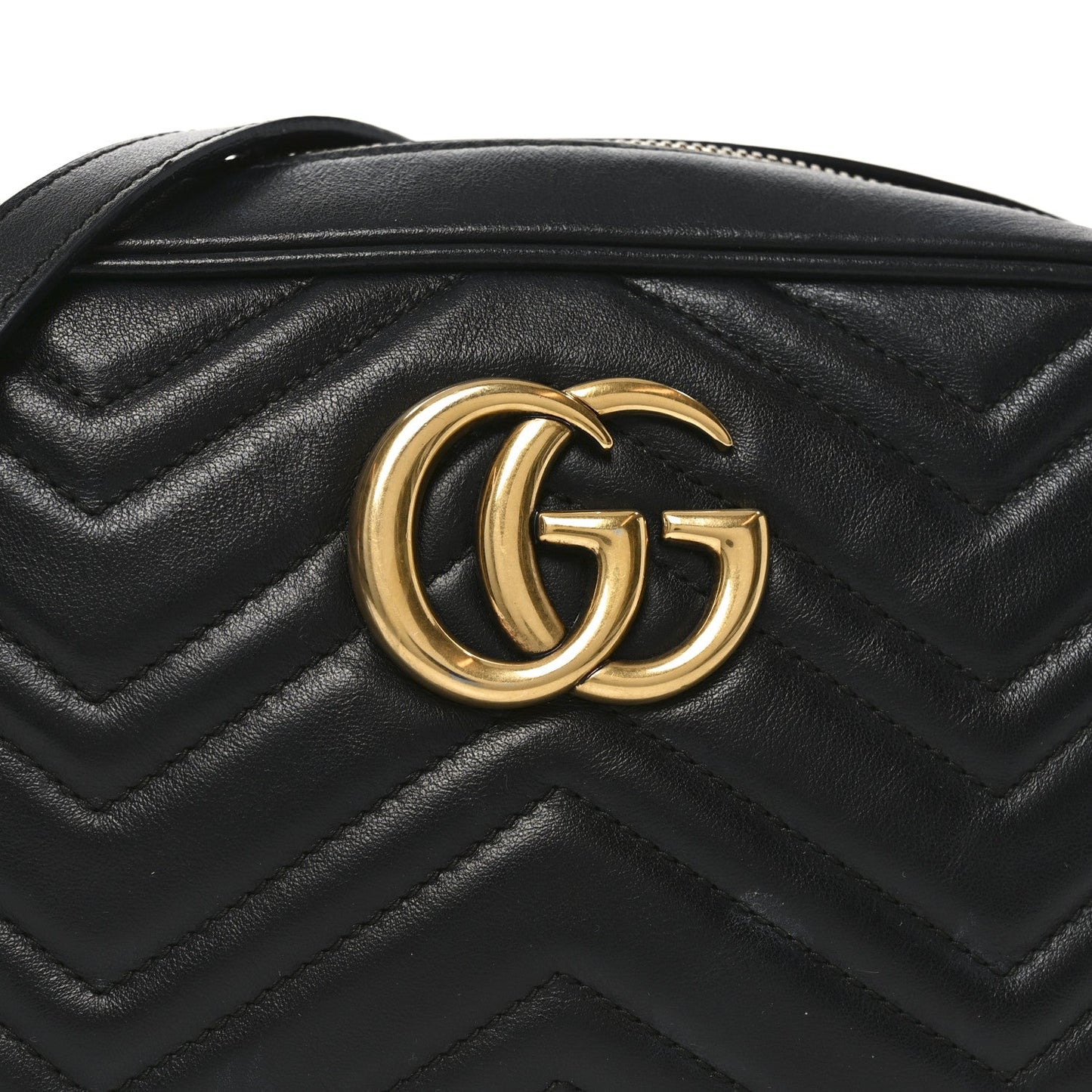 Calfskin Matelasse Small GG Marmont Chain Shoulder Bag Black