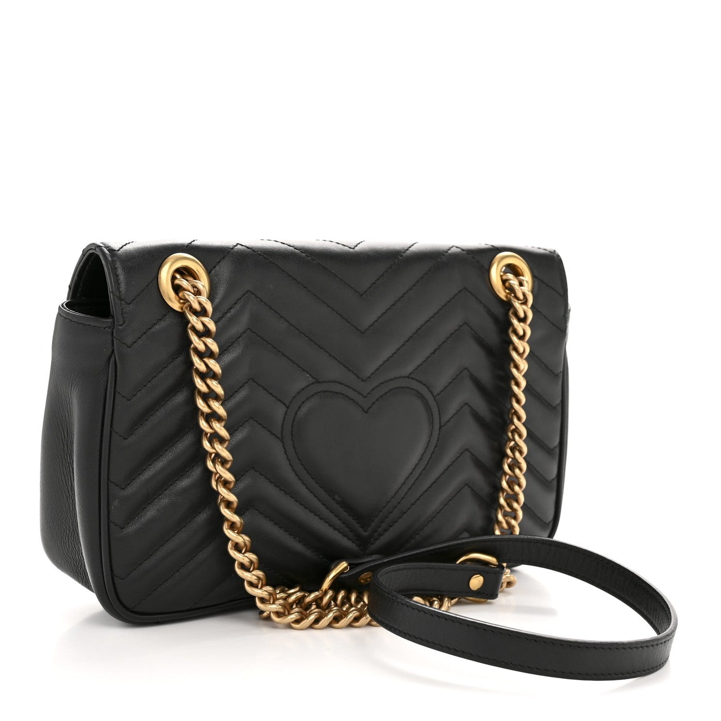 Calfskin Matelasse Small GG Marmont Shoulder Bag Black