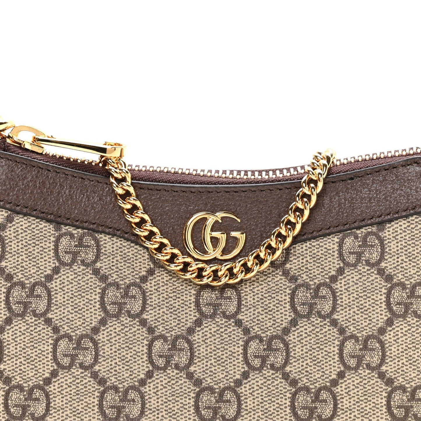 GG Supreme Monogram Textured Dollar Calfskin Mini Ophidia Chain Bag Beige Ebony