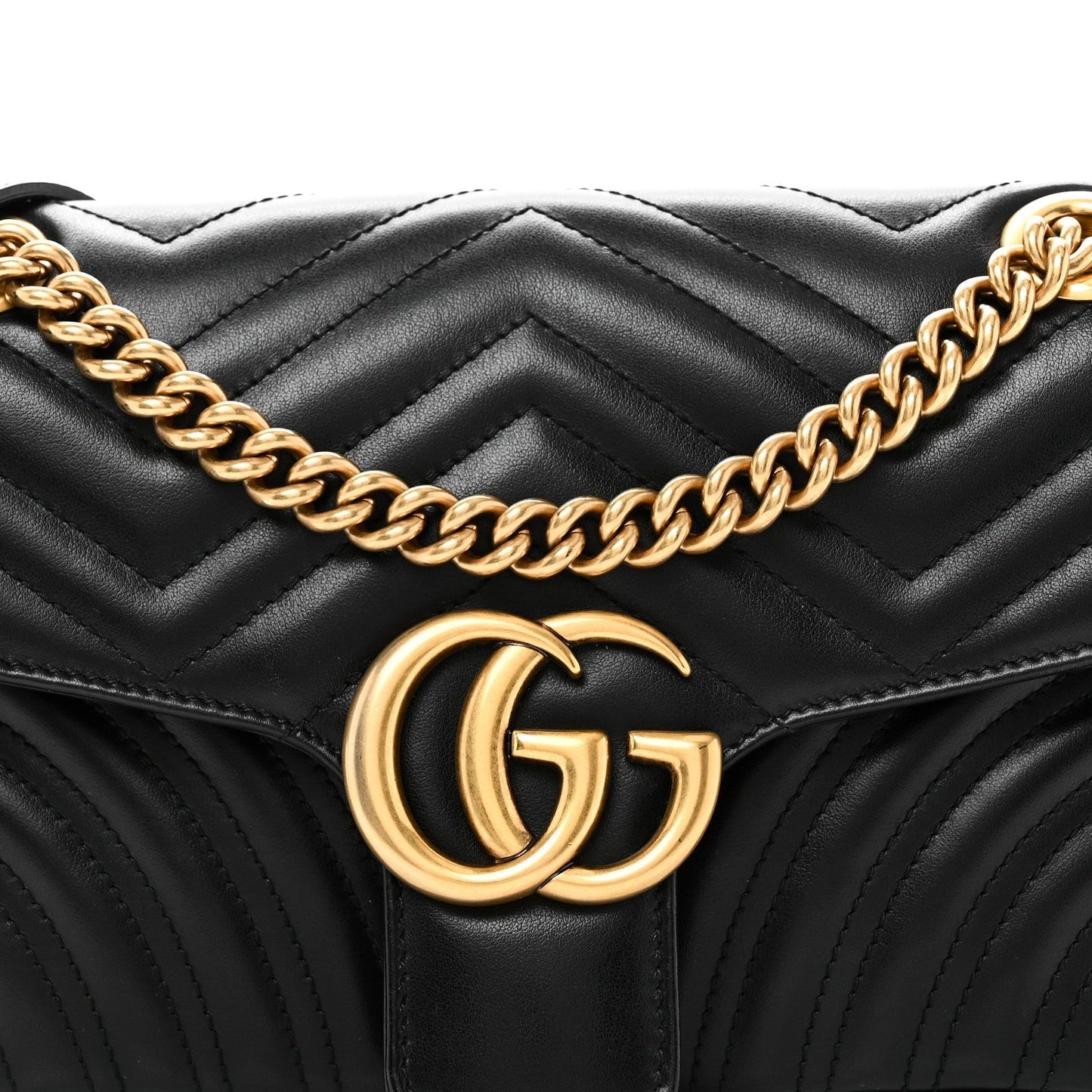 Calfskin Matelasse Small GG Marmont Shoulder Bag Black