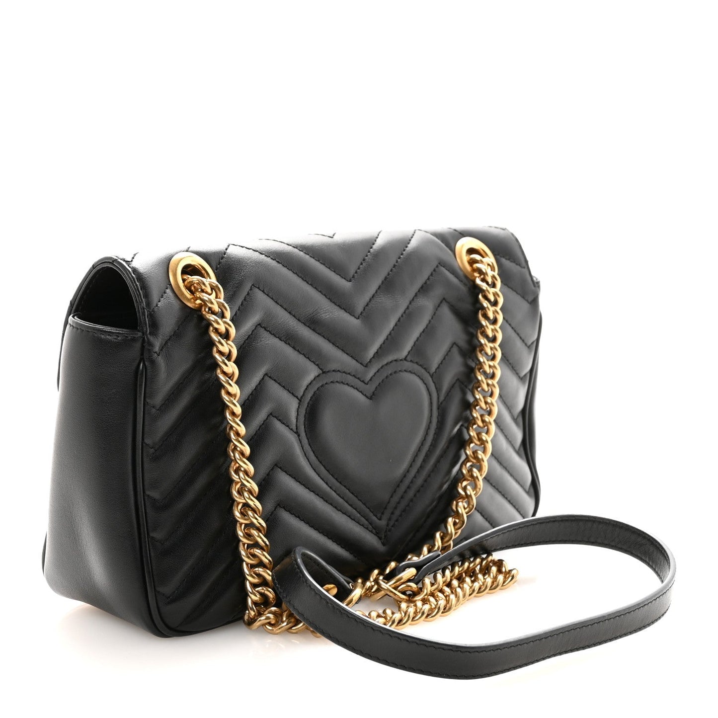 Calfskin Matelasse Small GG Marmont Shoulder Bag Black
