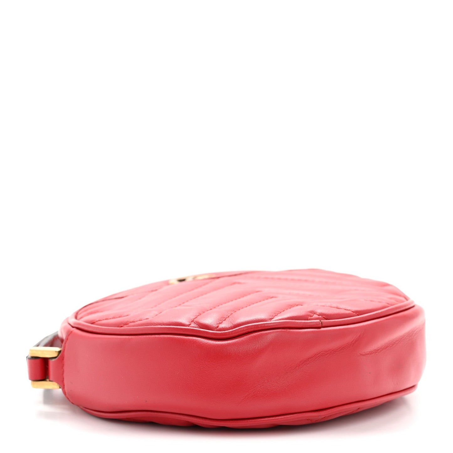 Calfskin Matelasse GG Marmont Round Wrist Wallet Hibiscus Red