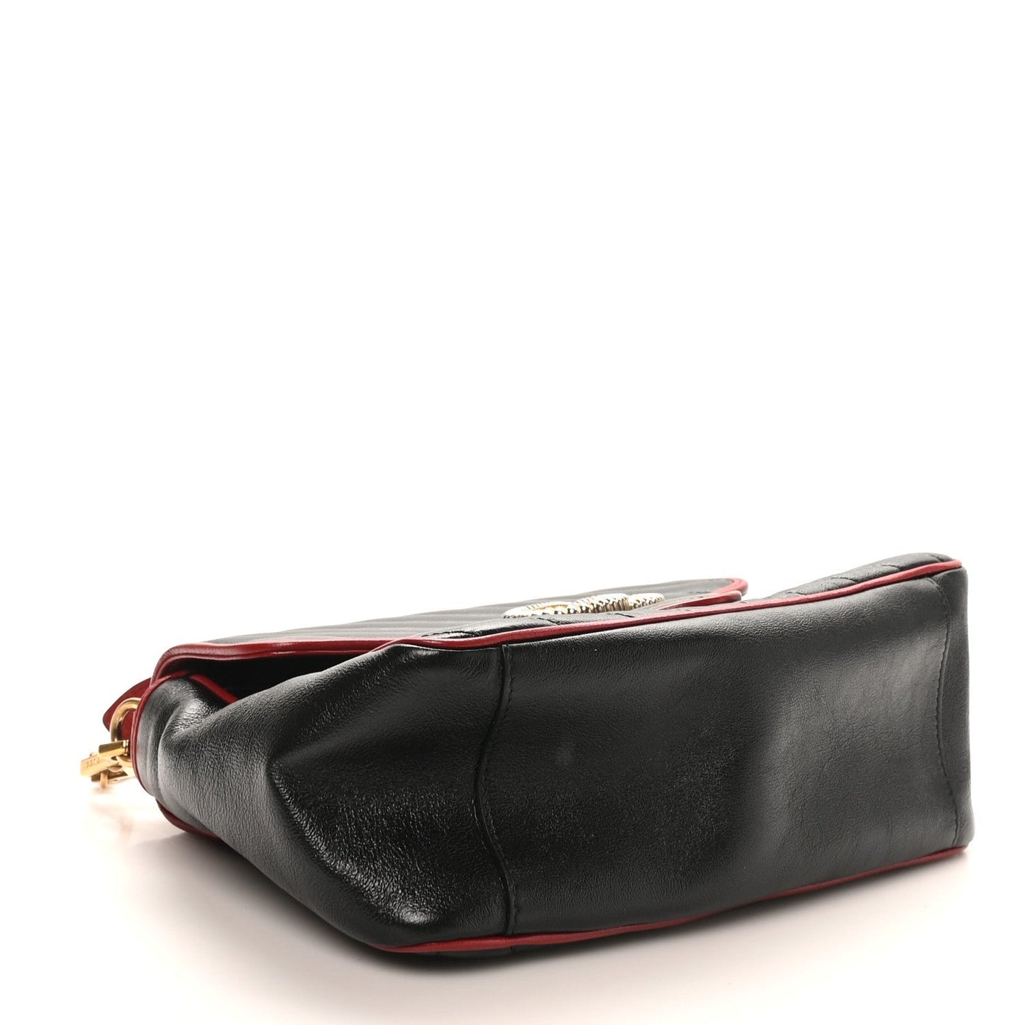 Vintage Effect Calfskin Matelasse Diagonal Small Torchon GG Marmont Top Handle Shoulder Bag Black Romantic Cherry