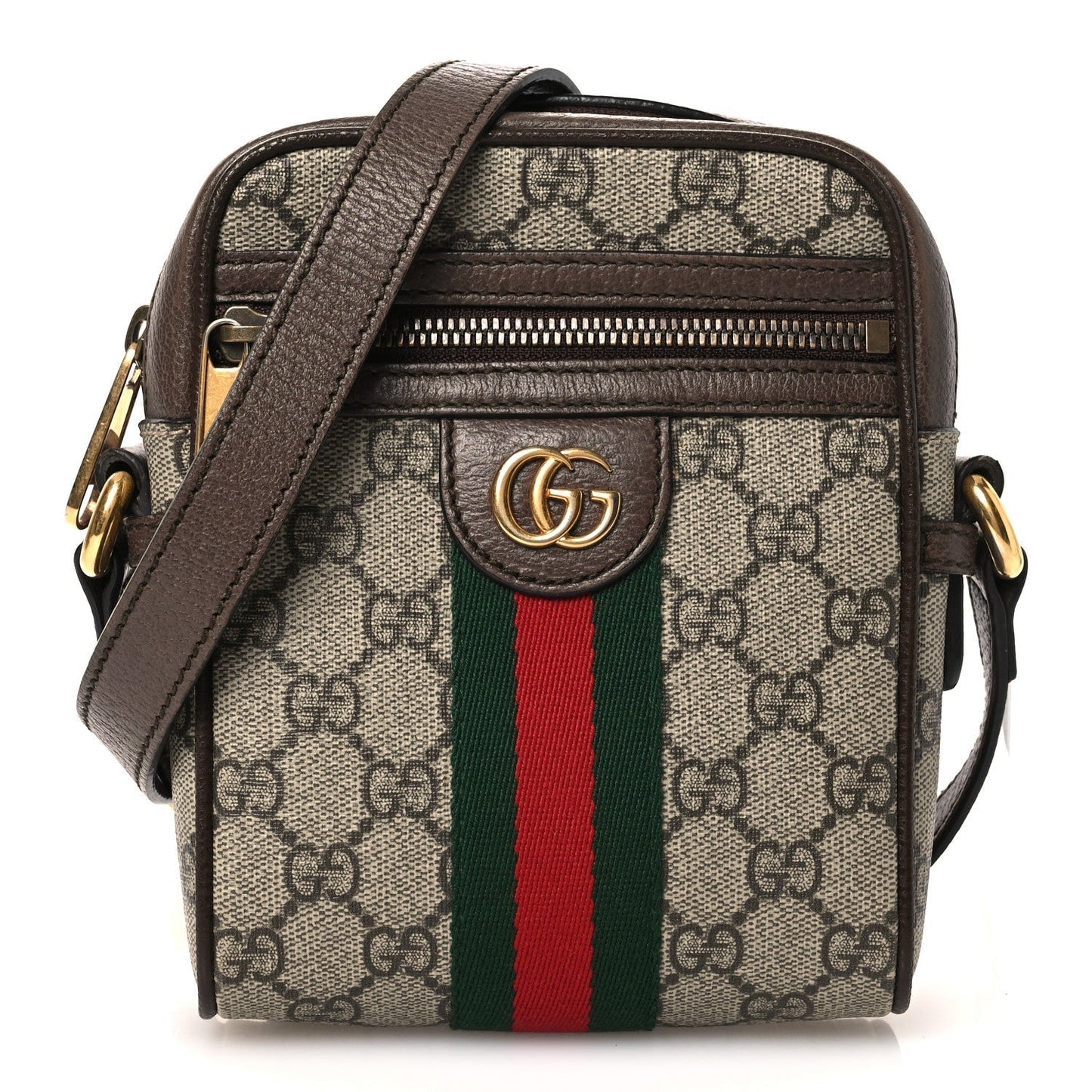 GG Supreme Monogram Web Mini Ophidia Messenger Brown