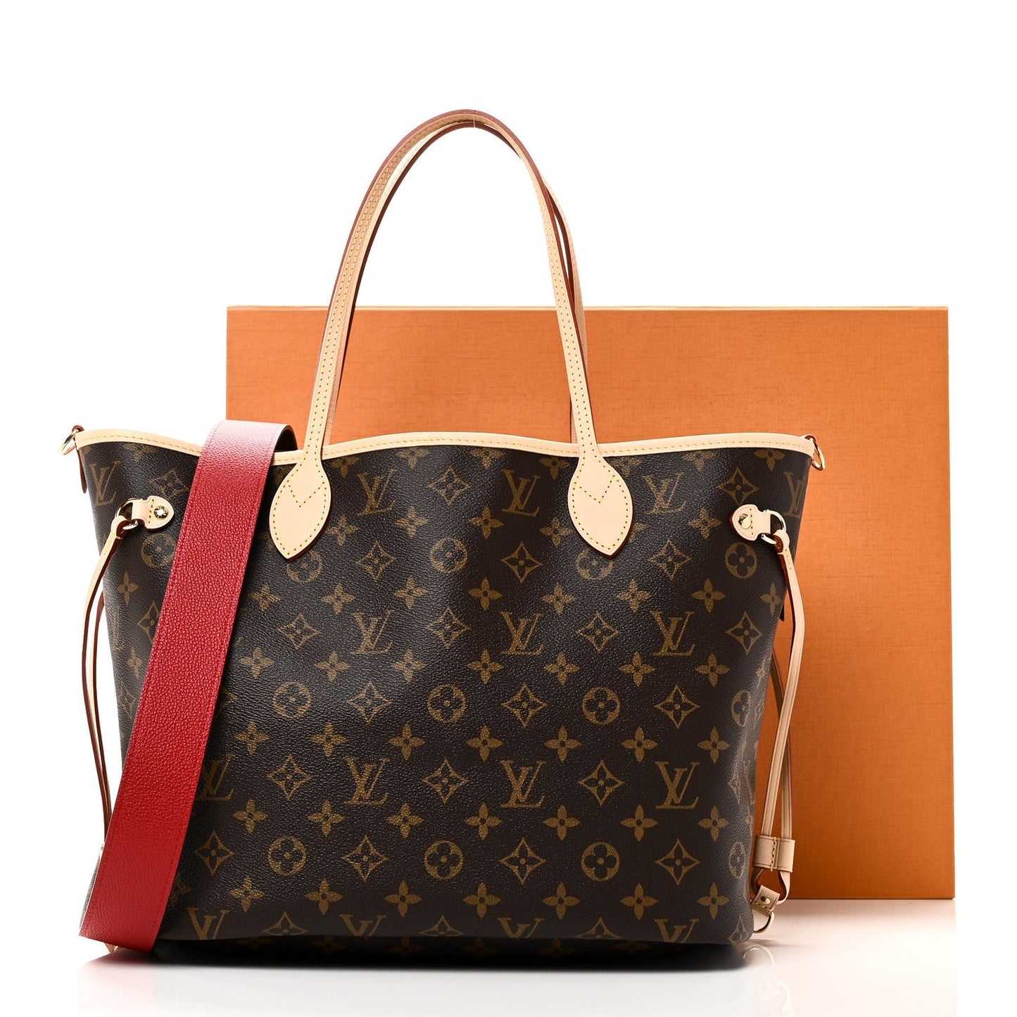 Monogram Inside Out Neverfull Bandouliere MM Rouge Sari