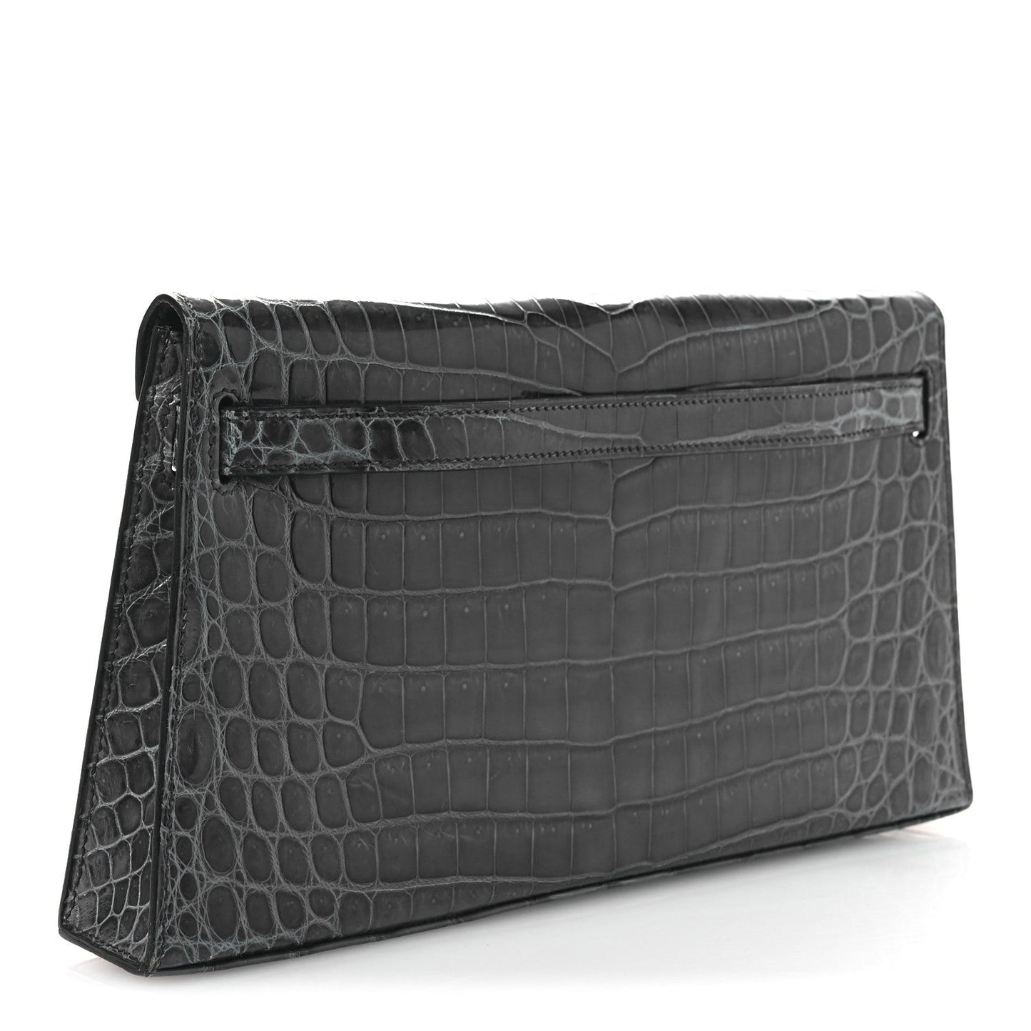 Shiny Niloticus Crocodile Kelly Elan Pochette Bleu Tempete