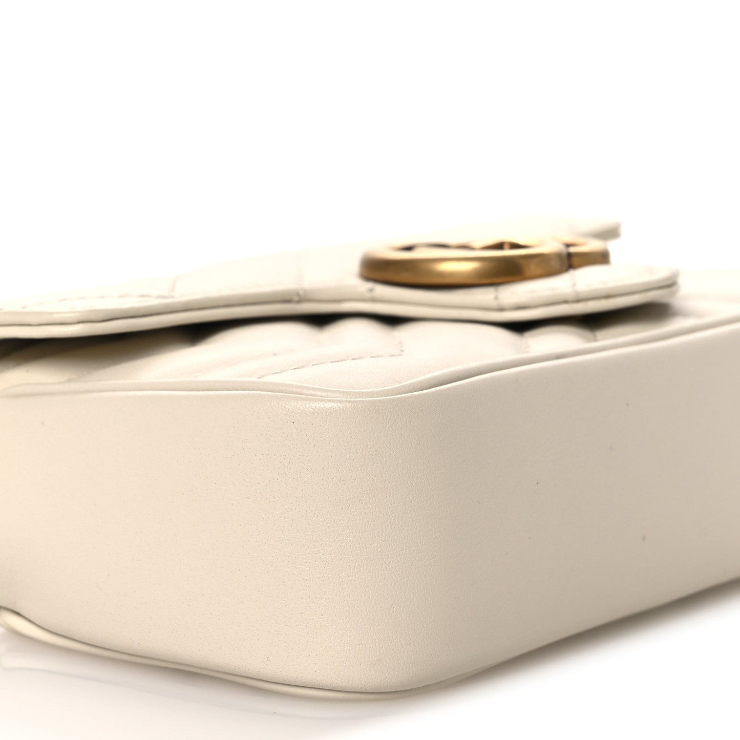 Calfskin Matelasse Super Mini GG Marmont Shoulder Bag White