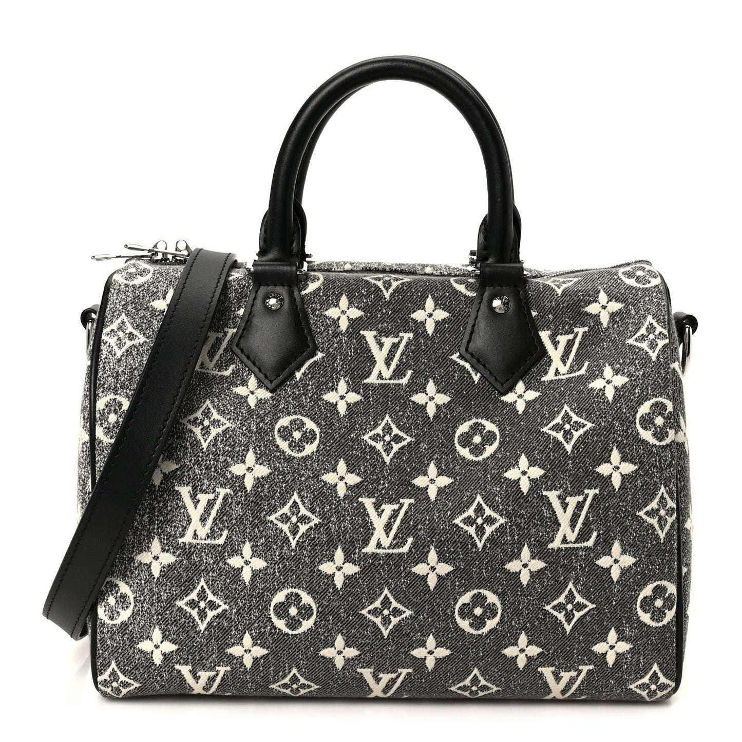 Denim Monogram Jacquard Speedy Bandouliere 25 Black