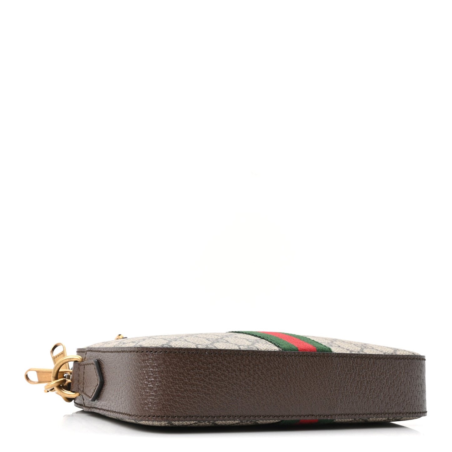 GG Supreme Monogram Textured Dollar Calfskin Web Ophidia Wristlet Shoulder Bag Beige Ebony New Acero