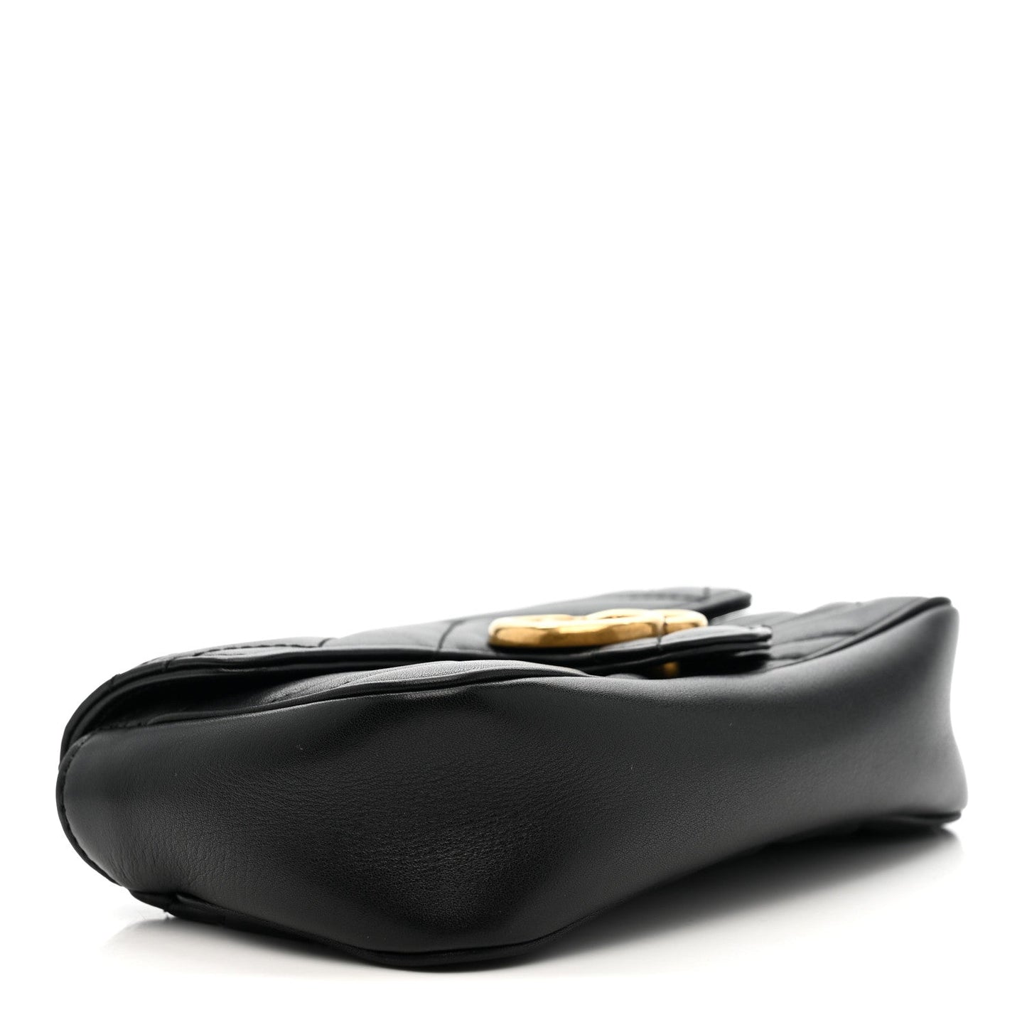 Calfskin Matelasse Super Mini GG Marmont Shoulder Bag Black