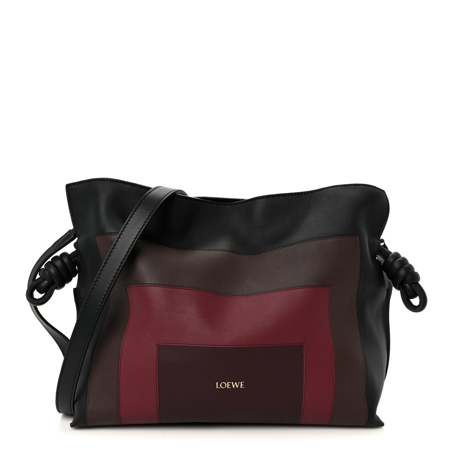 x Albers Nappa Calfskin Medium Flamenco Clutch Black Burgundy