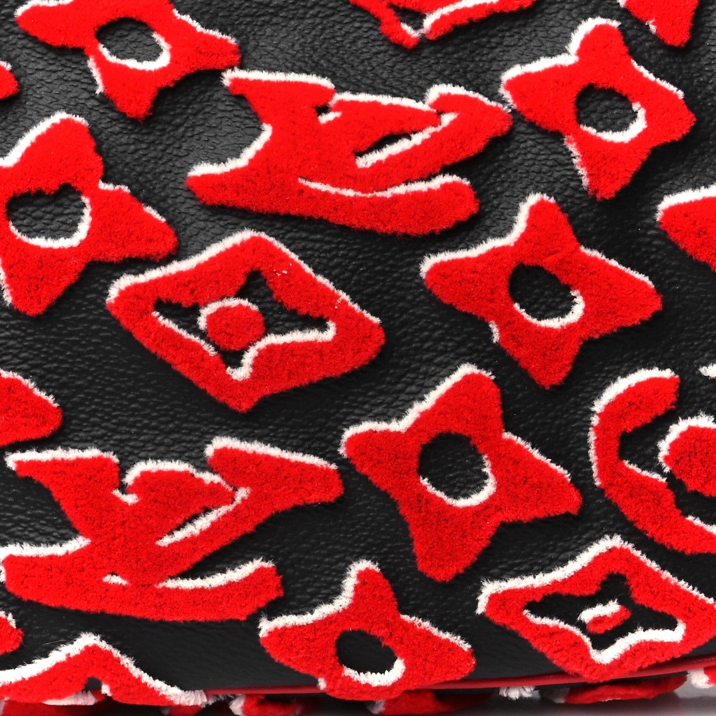 X UF Tufted Monogram Pochette Accessories Black Red