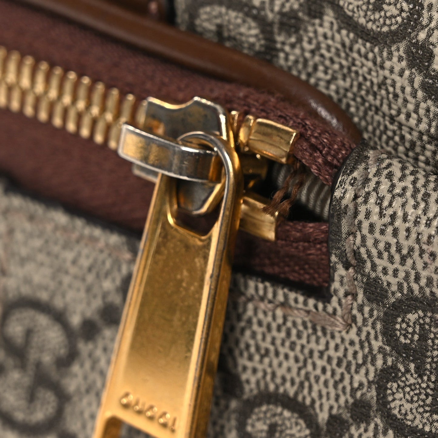 GG Supreme Monogram Azalea Calfskin Retro Interlocking G Multi-Function Bag Beige Ebony Brown Sugar