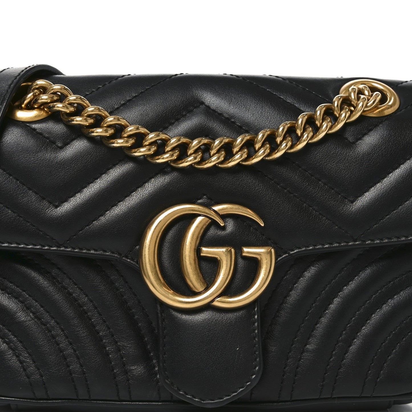 Calfskin Matelasse Mini GG Marmont Shoulder Bag Black