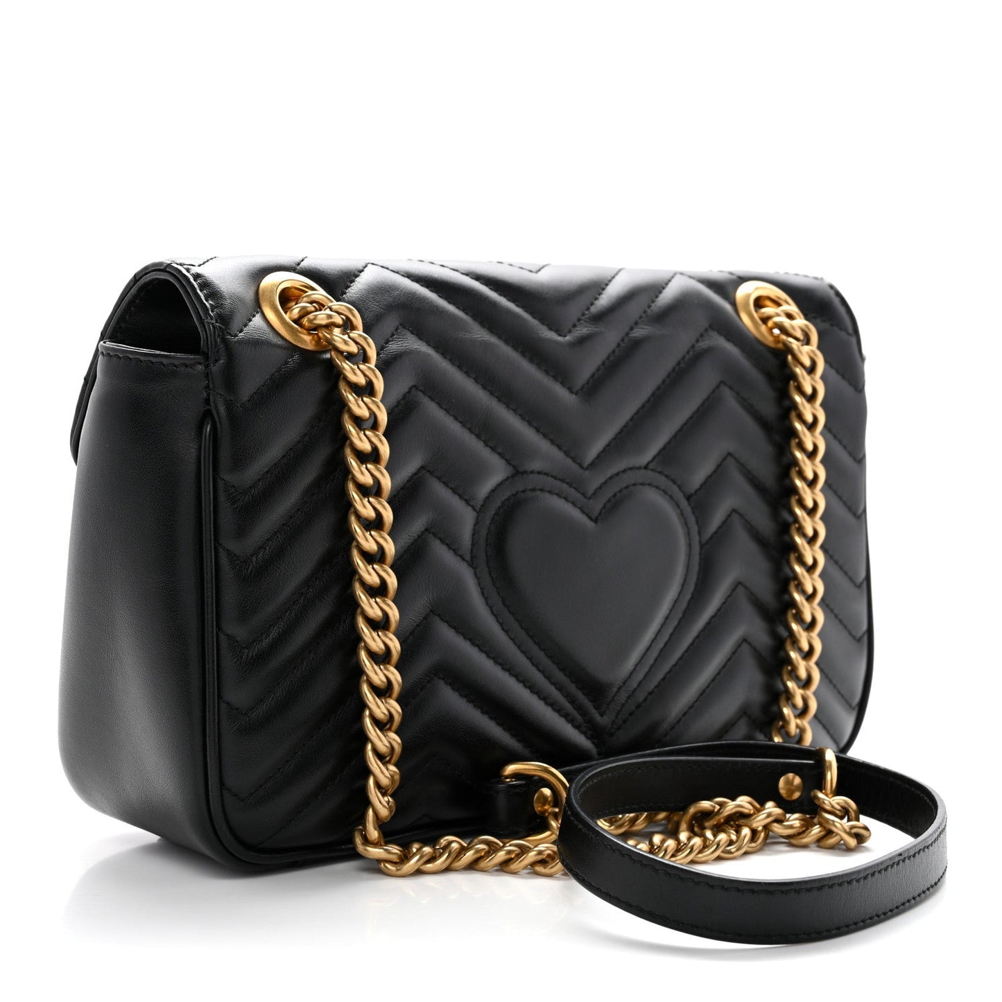 Calfskin Matelasse Small GG Marmont Shoulder Bag Black