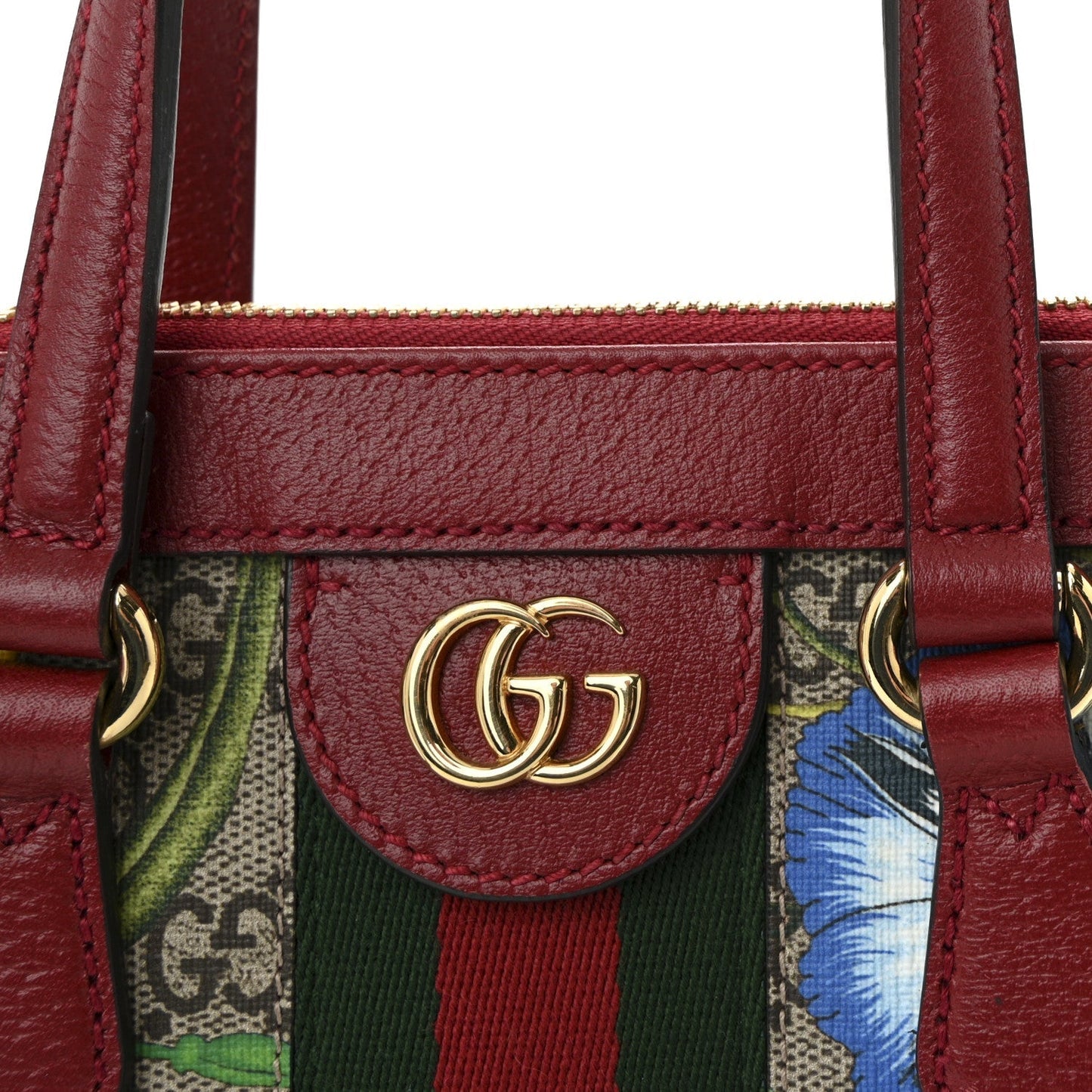 GG Supreme Monogram Flora Web Small Ophidia Tote Bag Red