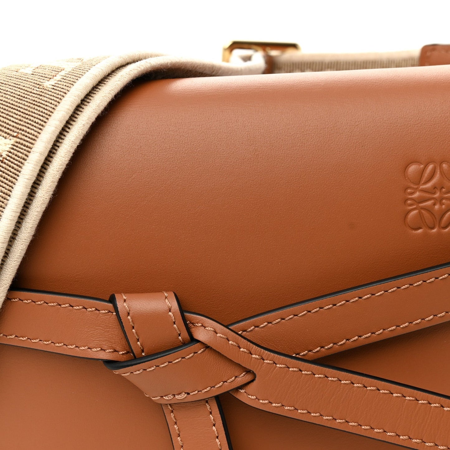 Calfskin Jacquard Mini Gate Dual Bag Tan