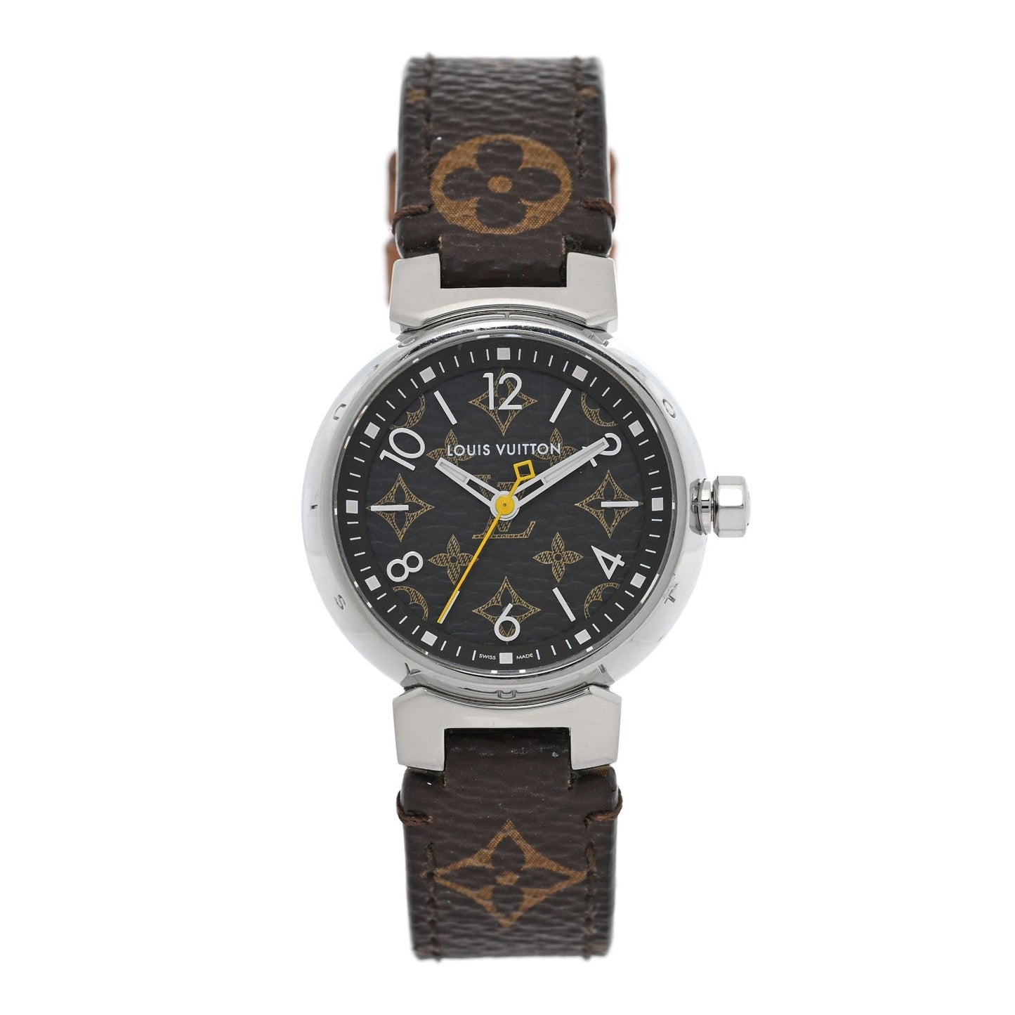 Stainless Steel Monogram 28mm Tambour Quartz Watch Brown