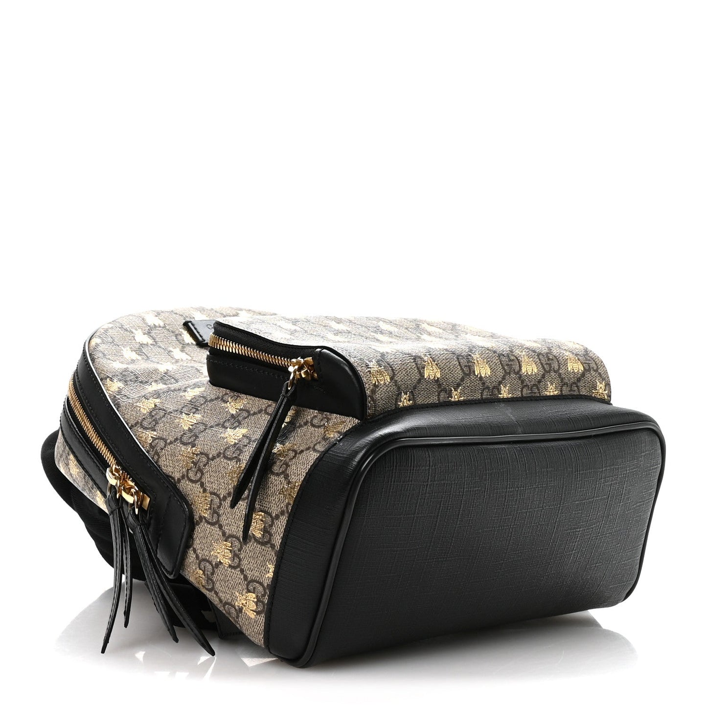 GG Supreme Monogram Bees Print Small Day Backpack Beige Oro Black