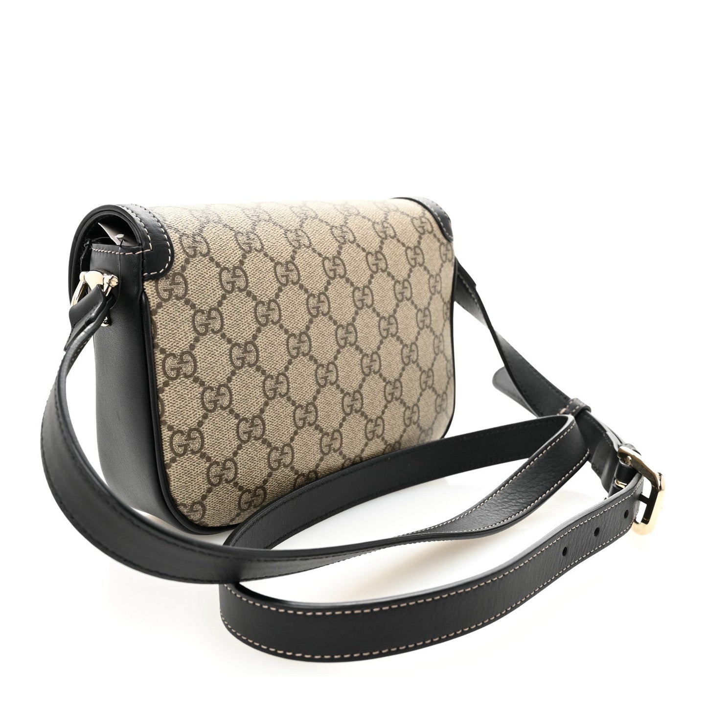 GG Supreme Monogram Horsebit 1955 Soft Small Shoulder Bag Beige Black
