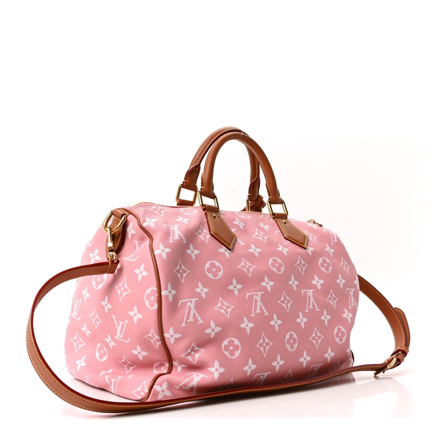 Calfskin Monogram Speedy P9 Bandouliere 40 Pink Sakura