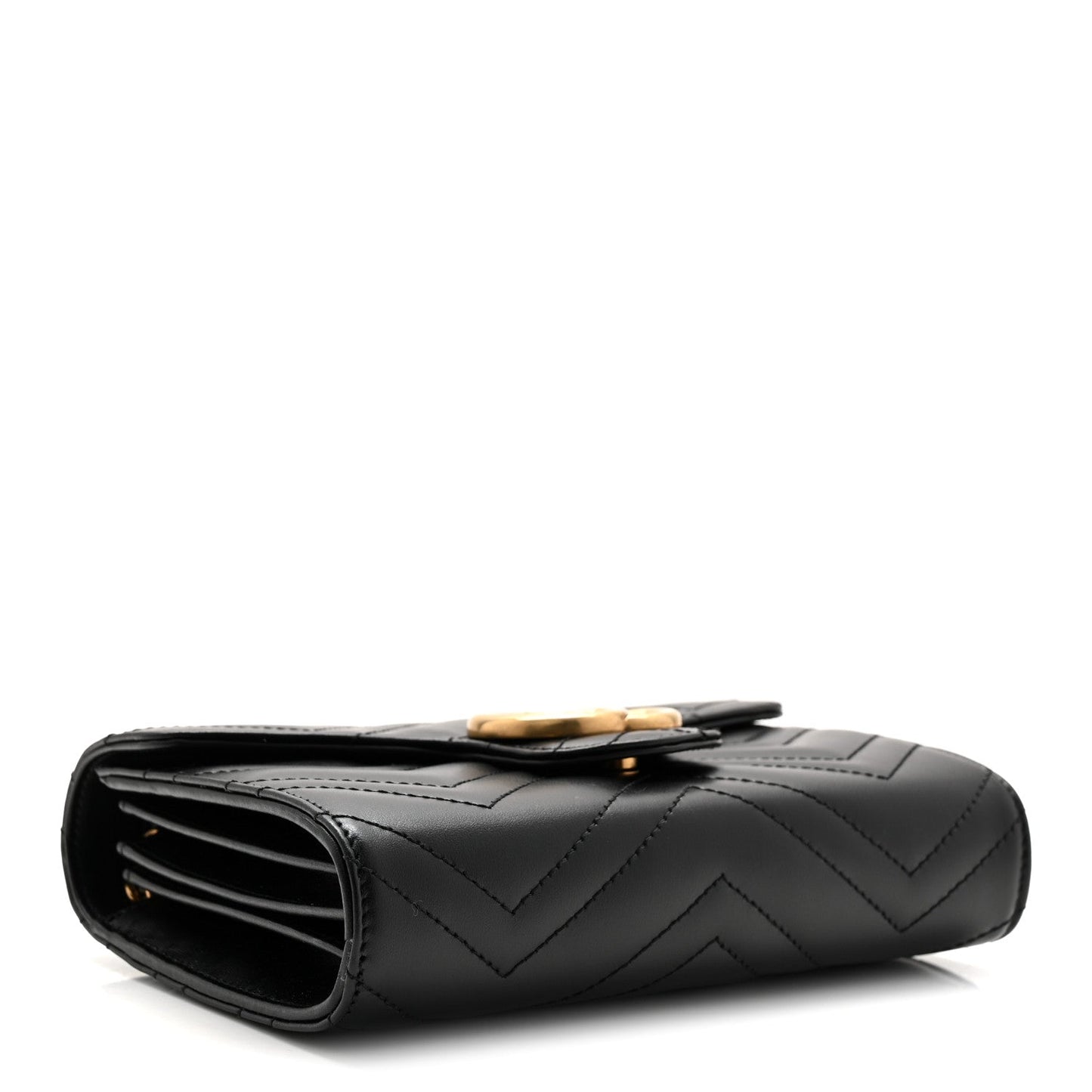 Calfskin Matelasse GG Marmont Chain Wallet Black